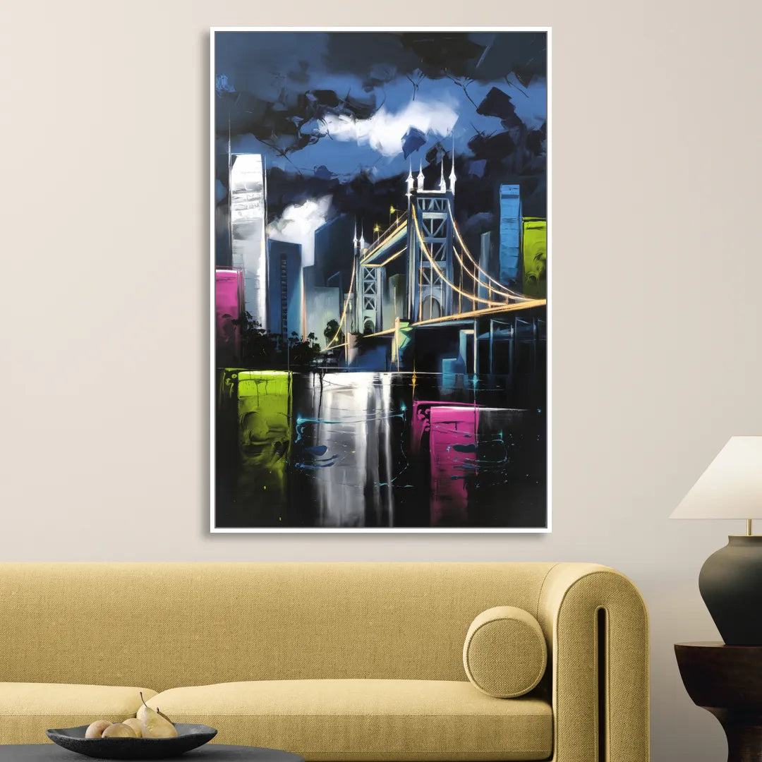 Sacramento Urban Street Art Sitting Room - White Canvas Wall Art