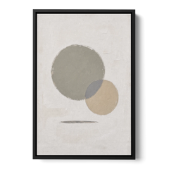 Sage Green Abstract Art with a Dry Grass Circle - Black Framed Canvas Wall Art - Front