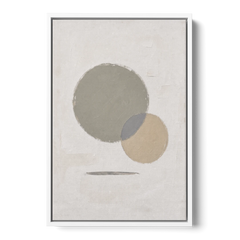 Sage Green Abstract Art with a Dry Grass Circle - White Framed Canvas Wall Art - Front