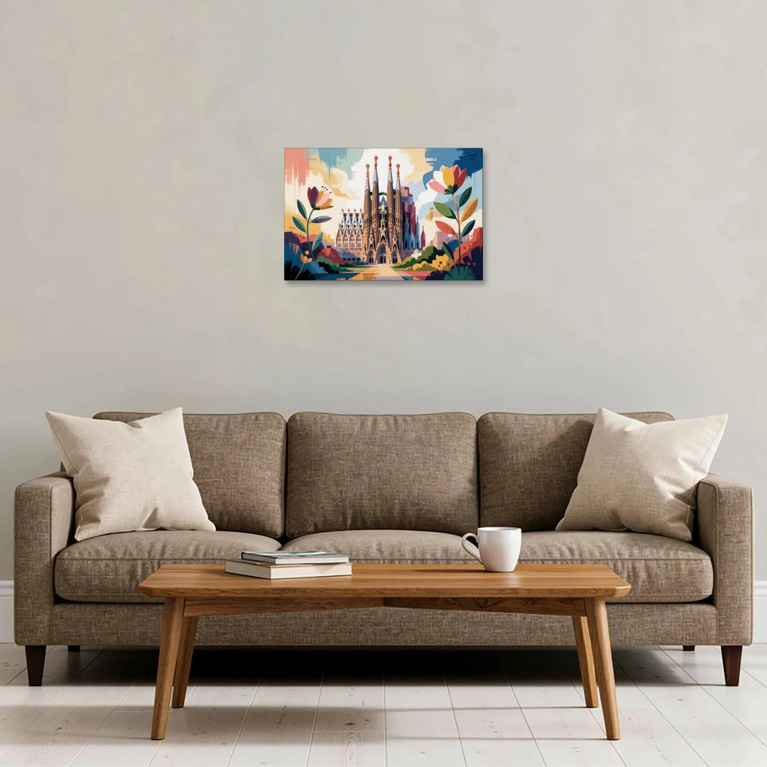 Sagrada Familia Splendor - Canvas Wall Art - Sofa - 24x16