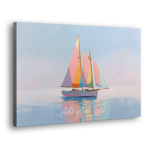 Sailboat Painting in Soft Pastels - Canvas Wall Art - Side