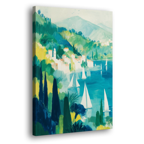 Sailboat Wall Art with Cypress Trees - Canvas Wall Art - Side