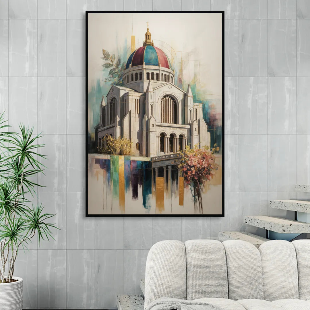Saint Josephs Oratory Sitting Room - Black Canvas Wall Art