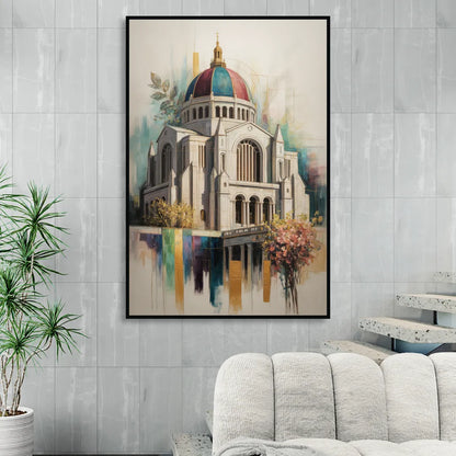 Saint Josephs Oratory Sitting Room - Black Canvas Wall Art