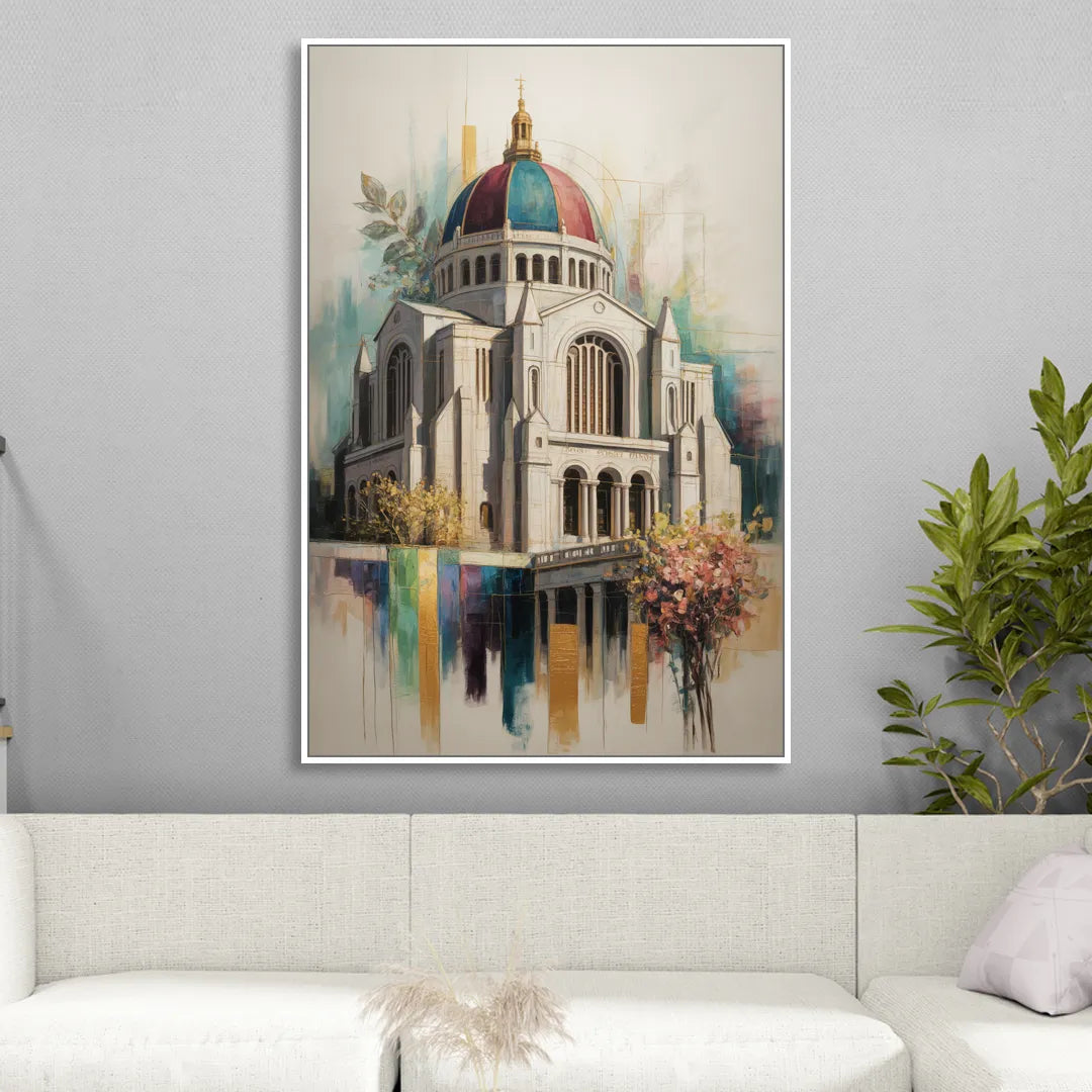 Saint Josephs Oratory Sitting Room - White Canvas Wall Art