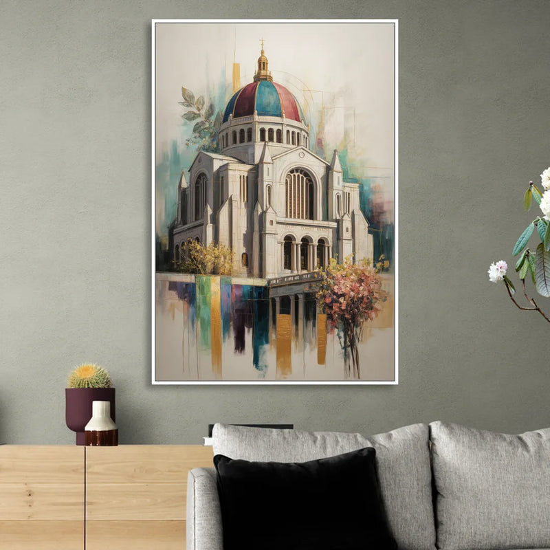 Saint Josephs Oratory Living Room - White Canvas Wall Art