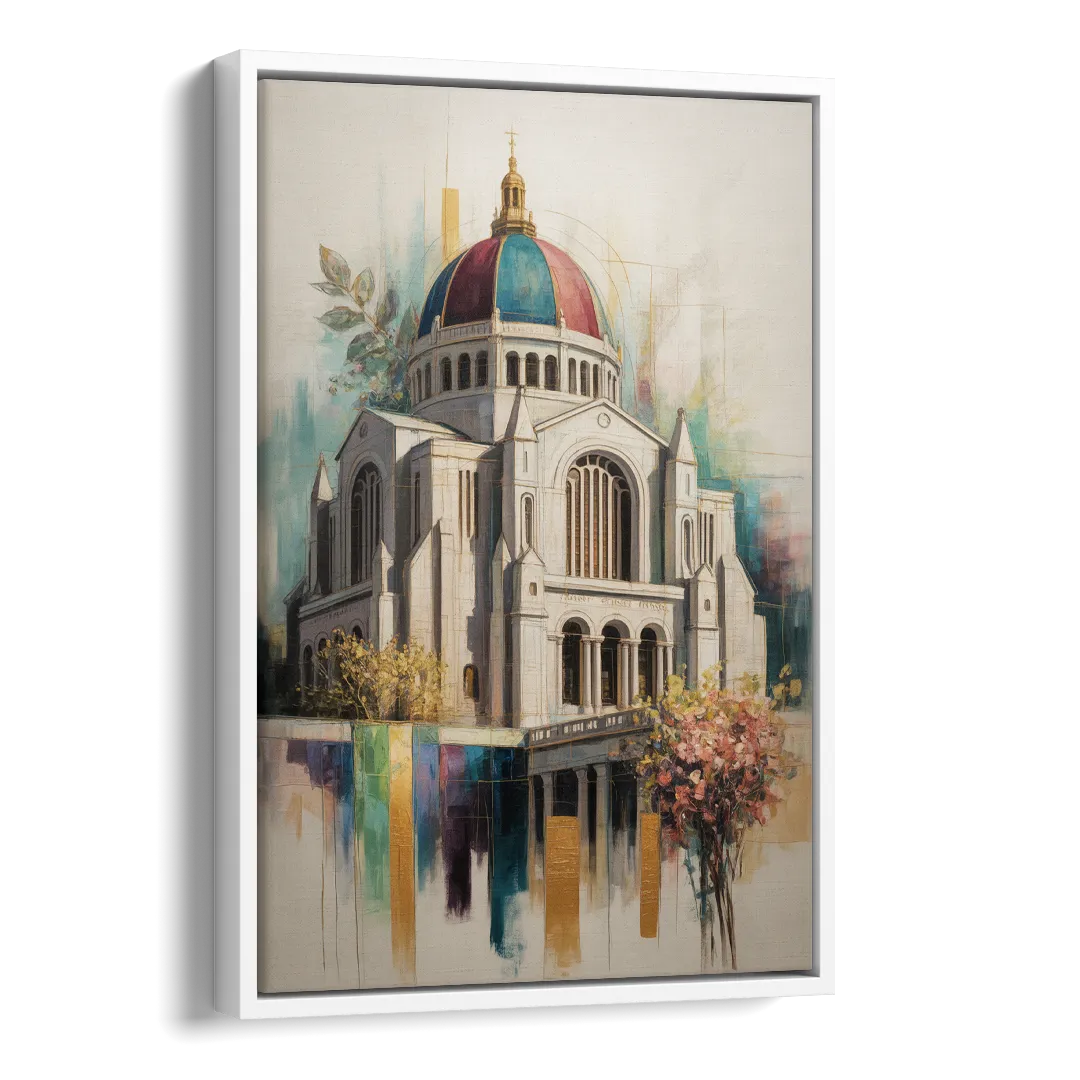 Saint Josephs Oratory Side - White Canvas Wall Art