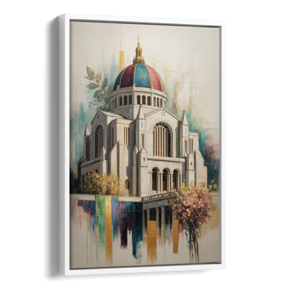 Saint Josephs Oratory Side - White Canvas Wall Art