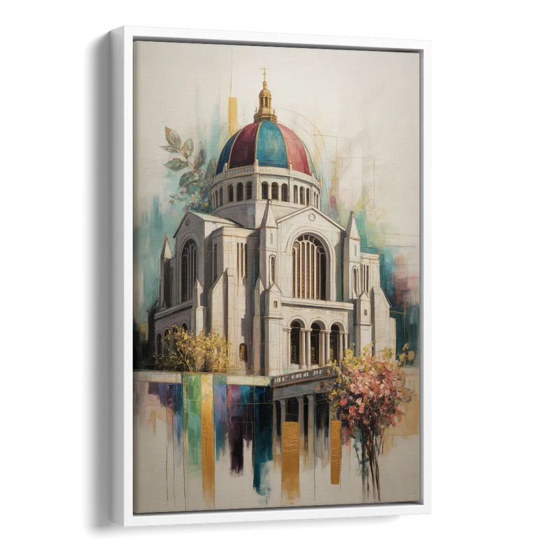 Saint Josephs Oratory Side - White Canvas Wall Art