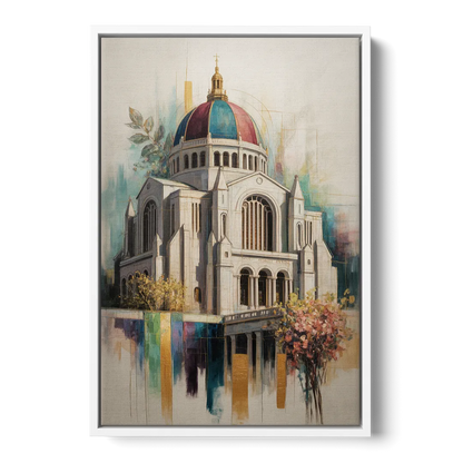 Saint Josephs Oratory Front - White Canvas Wall Art