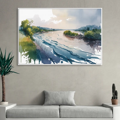 Saint Lawrence River View Living Room - White Canvas Wall Art