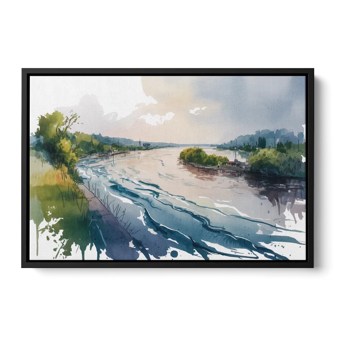 Saint Lawrence River View Front - Black Canvas Wall Art