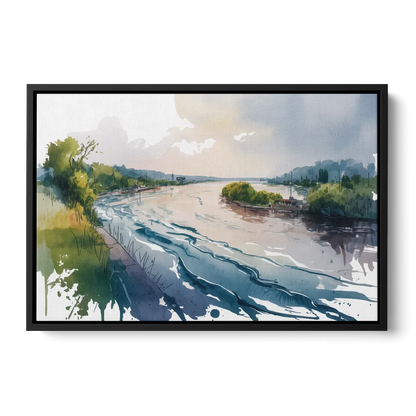 Saint Lawrence River View Front - Black Canvas Wall Art