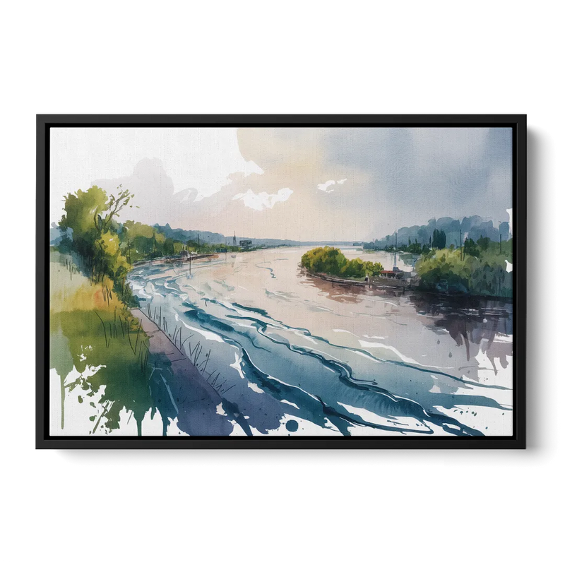 Saint Lawrence River View Front - Black Canvas Wall Art