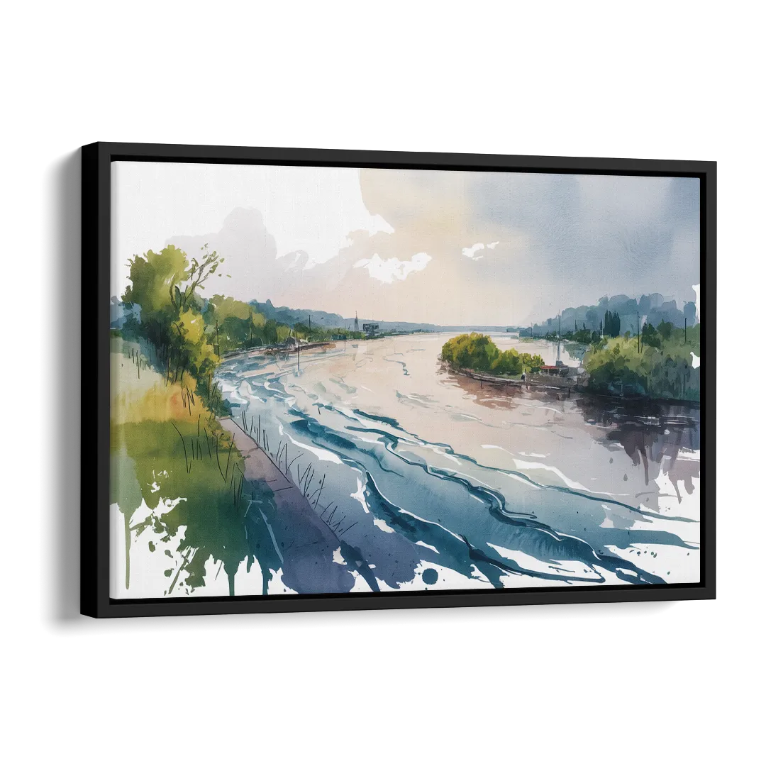 Saint Lawrence River View Side - Black Canvas Wall Art
