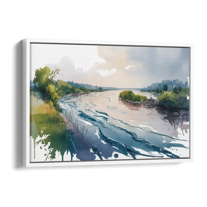 Saint Lawrence River View Side - White Canvas Wall Art