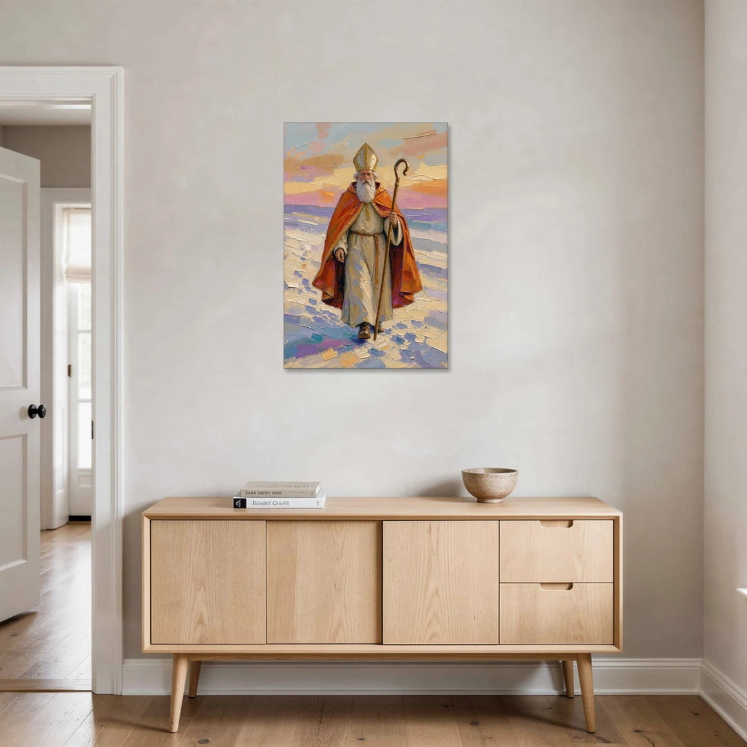 Saint Nicholas Painting at Golden Hour - Canvas Wall Art - Coffee Table - 24x36