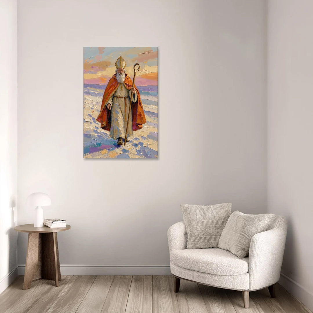 Saint Nicholas Painting at Golden Hour - Canvas Wall Art - Sofa - 24x36