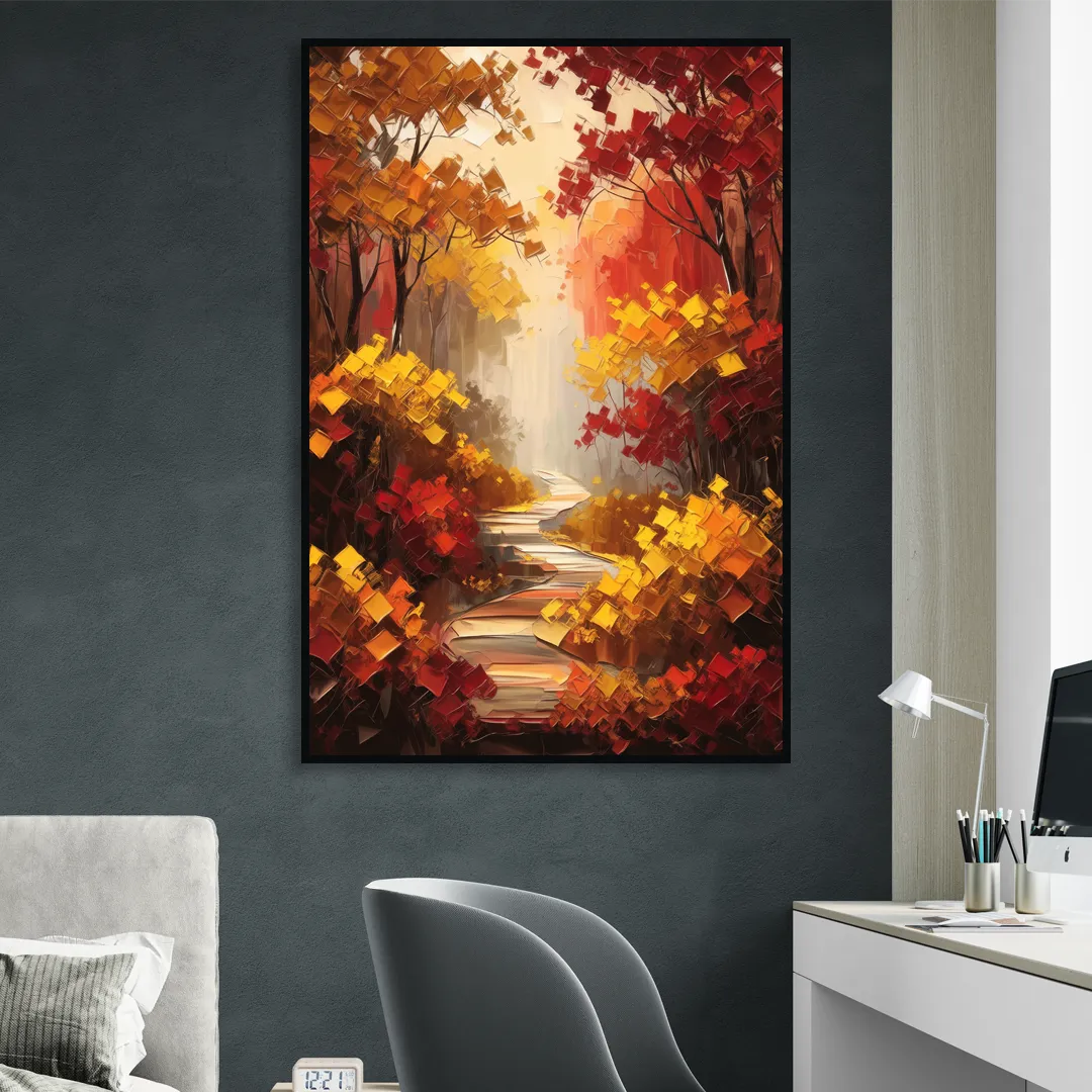 Salem Autumn Forest Sitting Room - Black Canvas Wall Art