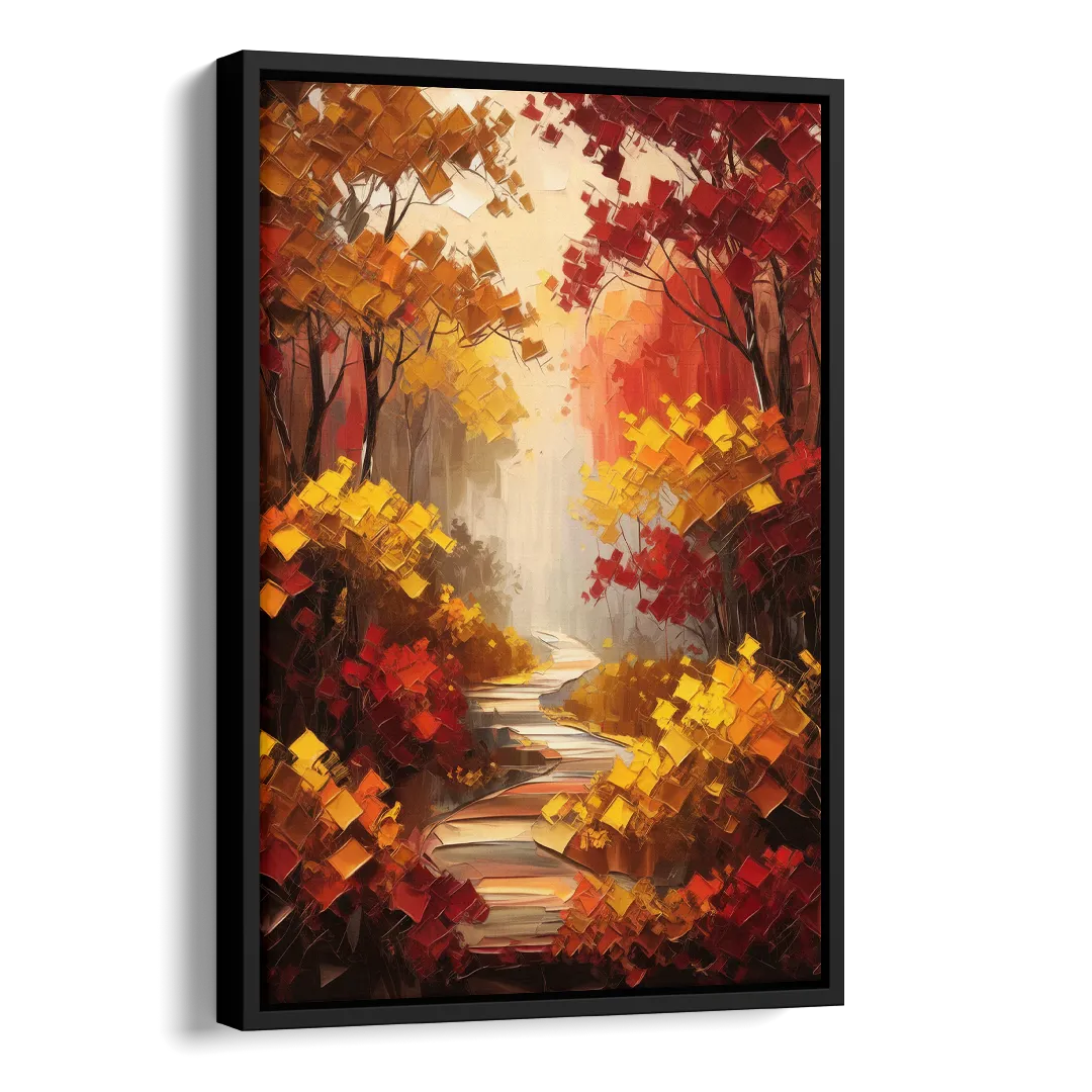 Salem Autumn Forest Side - Black Canvas Wall Art