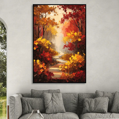 Salem Autumn Forest Living Room - Black Canvas Wall Art