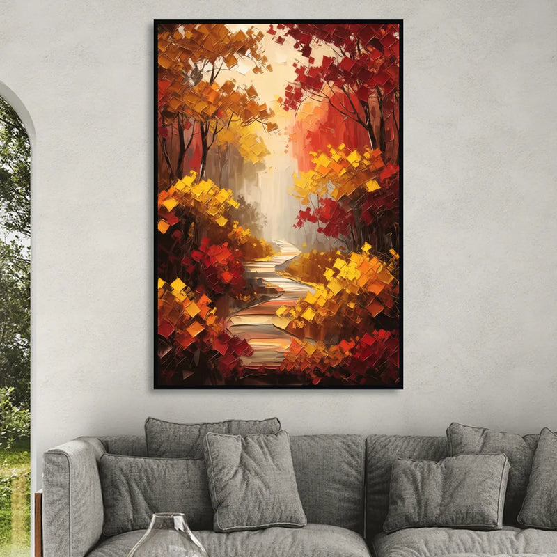 Salem Autumn Forest Living Room - Black Canvas Wall Art