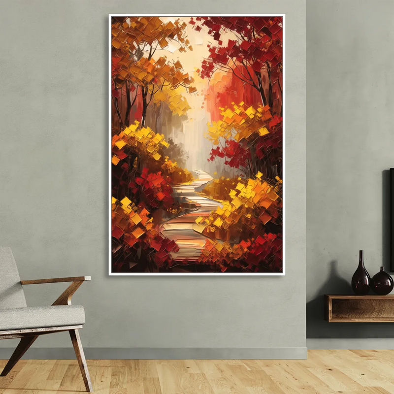 Salem Autumn Forest Sitting Room - White Canvas Wall Art