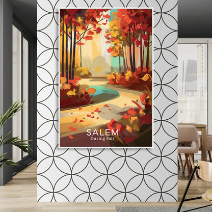 Salem Fall Foliage Sitting Room - White Canvas Wall Art