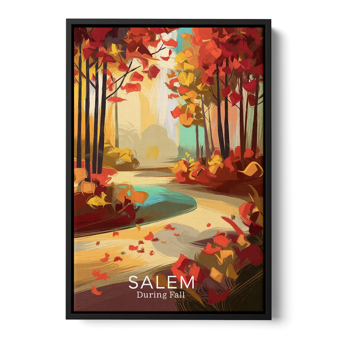 Salem Fall Foliage Front - Black Canvas Wall Art