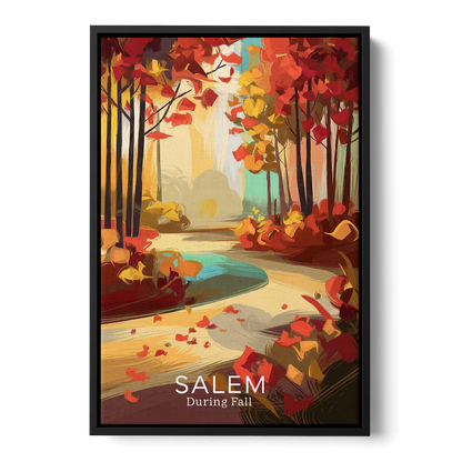 Salem Fall Foliage Front - Black Canvas Wall Art