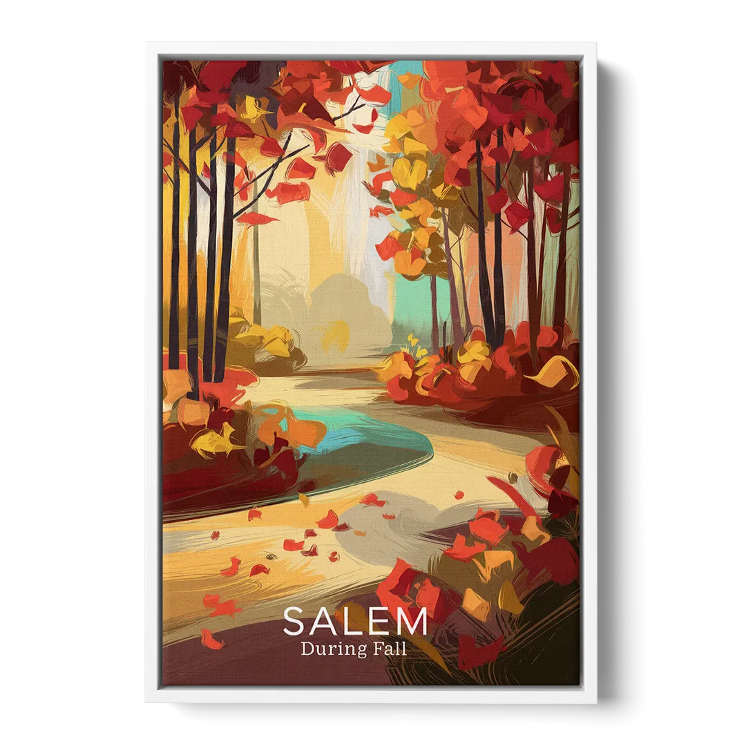 Salem Fall Foliage Front - White Canvas Wall Art