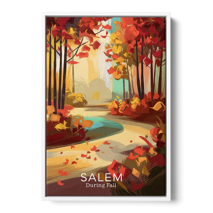 Salem Fall Foliage Front - White Canvas Wall Art