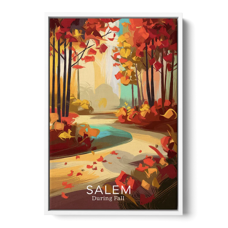 Salem Fall Foliage Front - White Canvas Wall Art