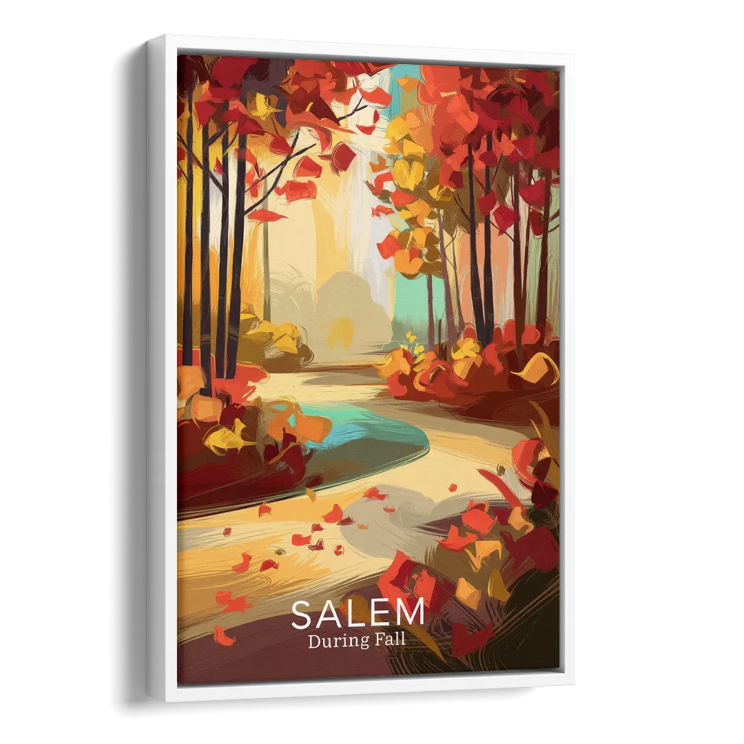 Salem Fall Foliage Side - White Canvas Wall Art
