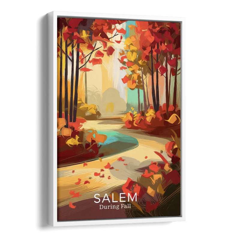 Salem Fall Foliage Side - White Canvas Wall Art