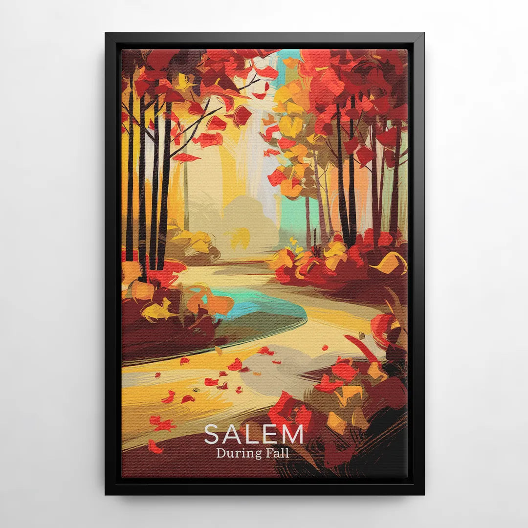 Salem Fall Foliage - Black Frame Canvas