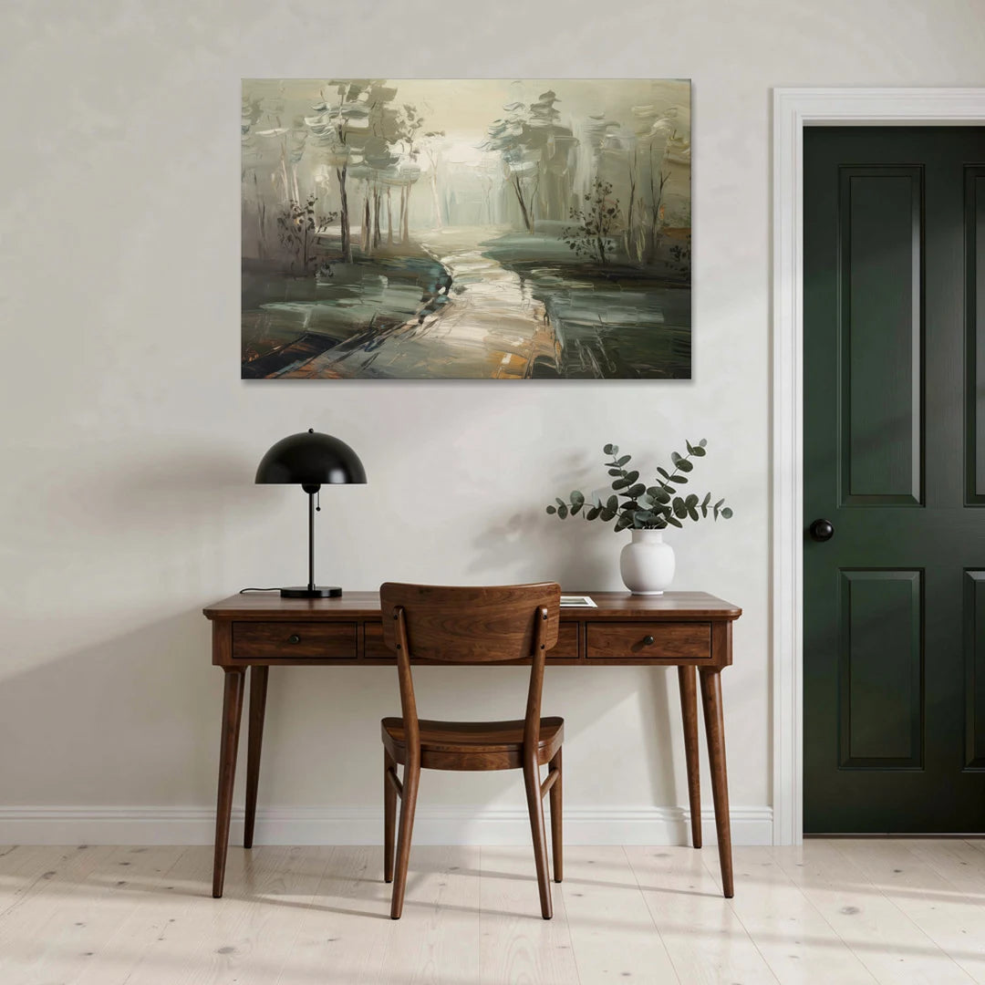 Salem Foggy Morning - Canvas Wall Art - Office - 48x32