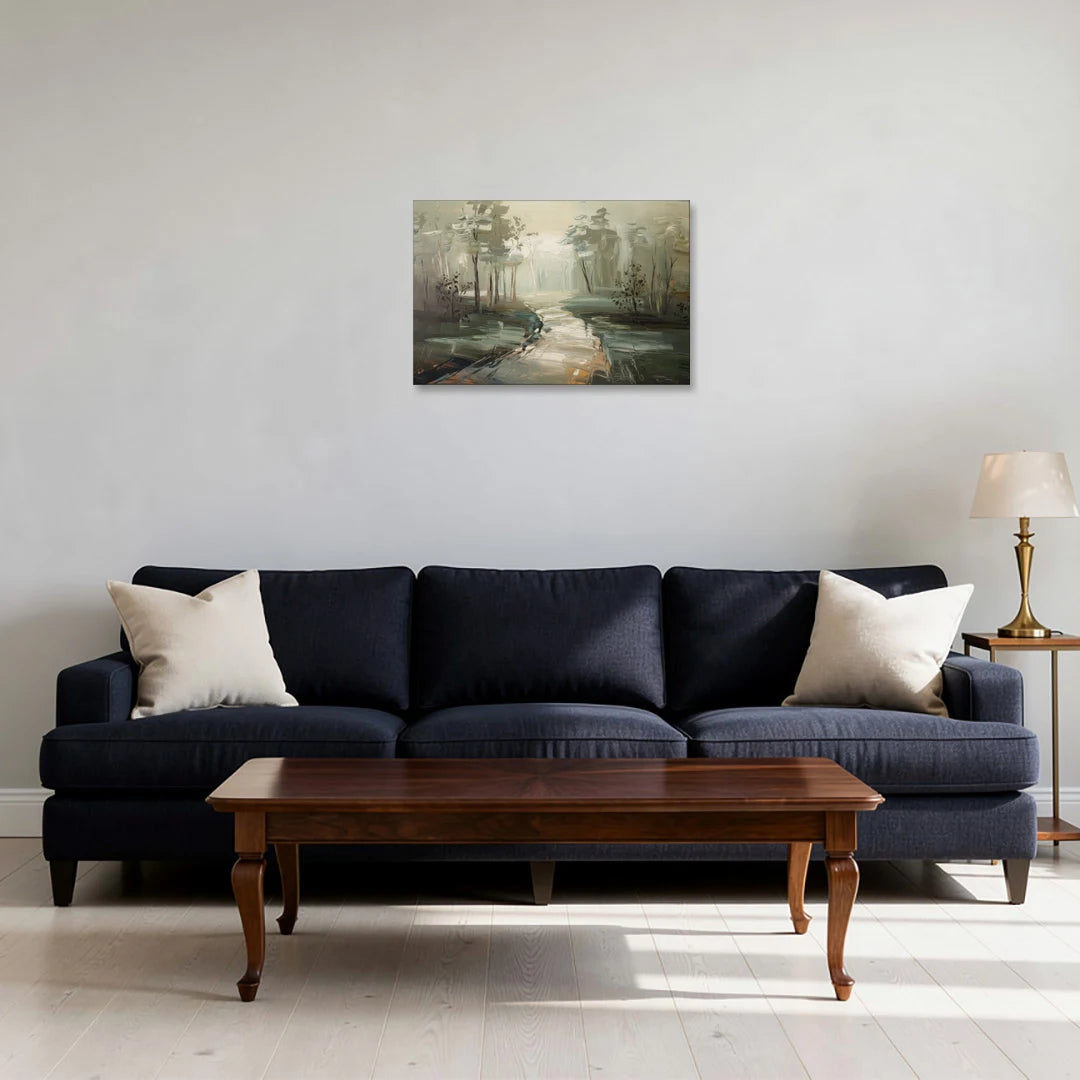 Salem Foggy Morning - Canvas Wall Art - Sofa - 24x16