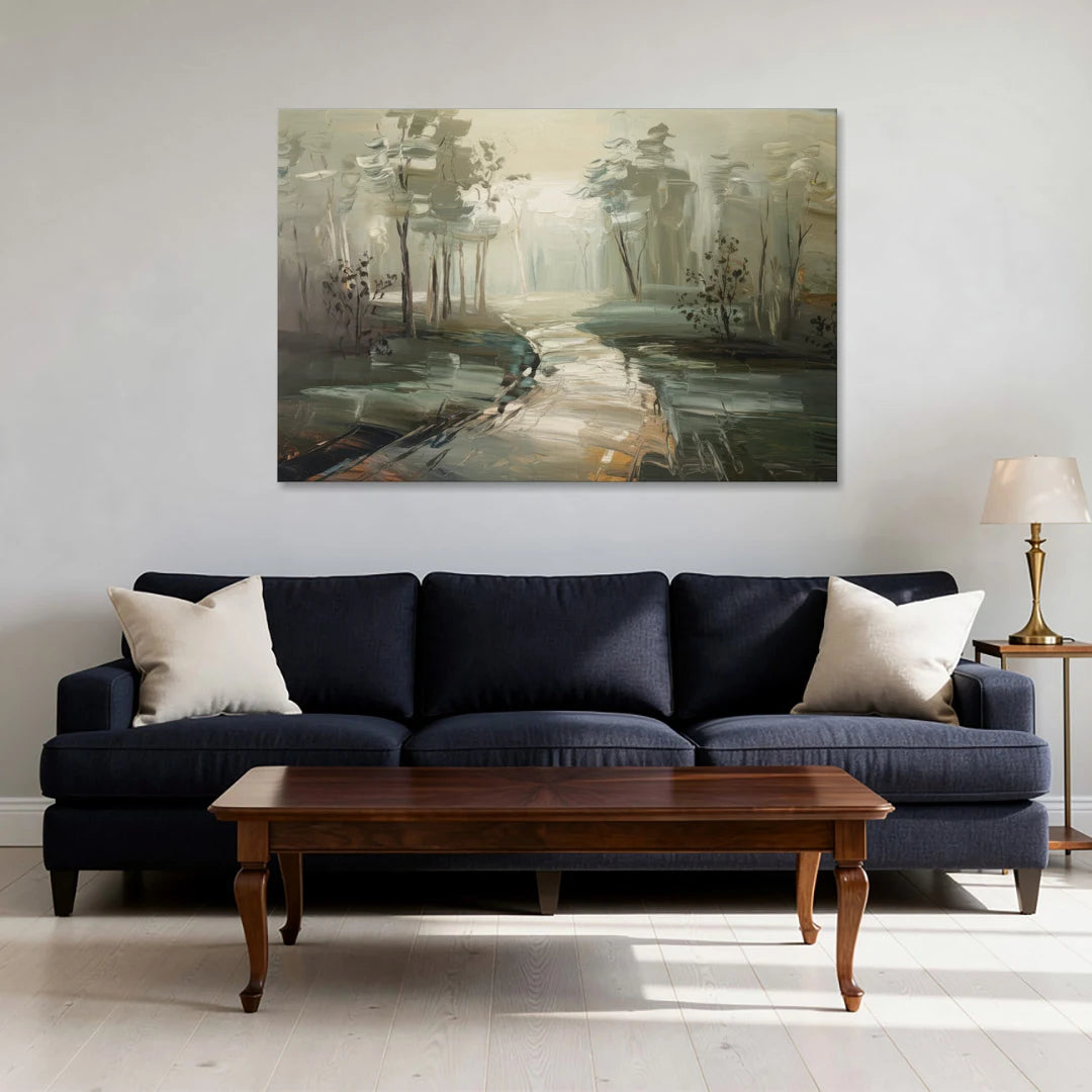 Salem Foggy Morning - Canvas Wall Art - Sofa - 48x32