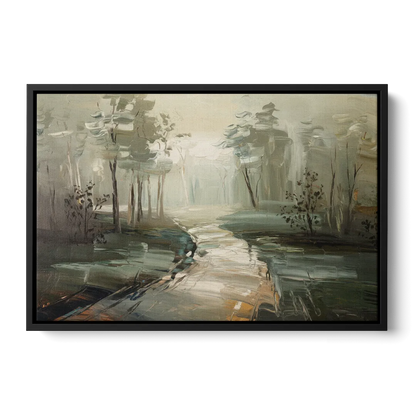 Salem Foggy Morning Front - Black Canvas Wall Art