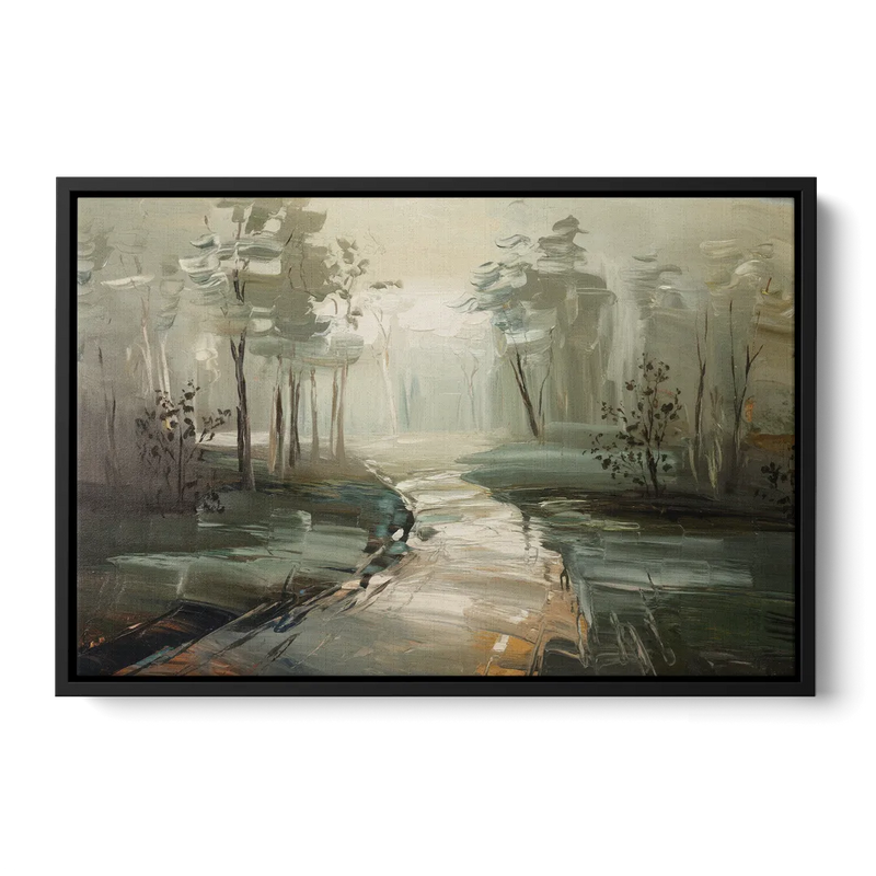 Salem Foggy Morning Front - Black Canvas Wall Art