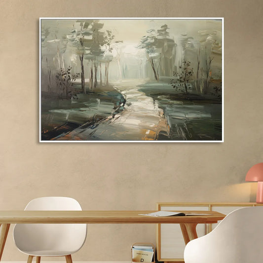 Salem Foggy Morning Living Room - White Canvas Wall Art