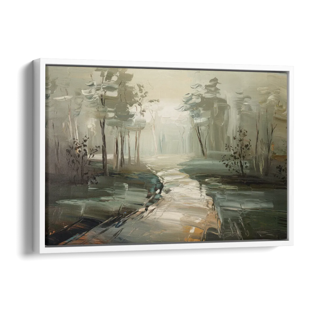 Salem Foggy Morning Side - White Canvas Wall Art