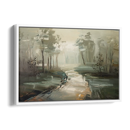 Salem Foggy Morning Side - White Canvas Wall Art