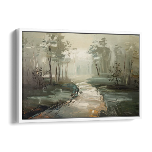 Salem Foggy Morning Side - White Canvas Wall Art
