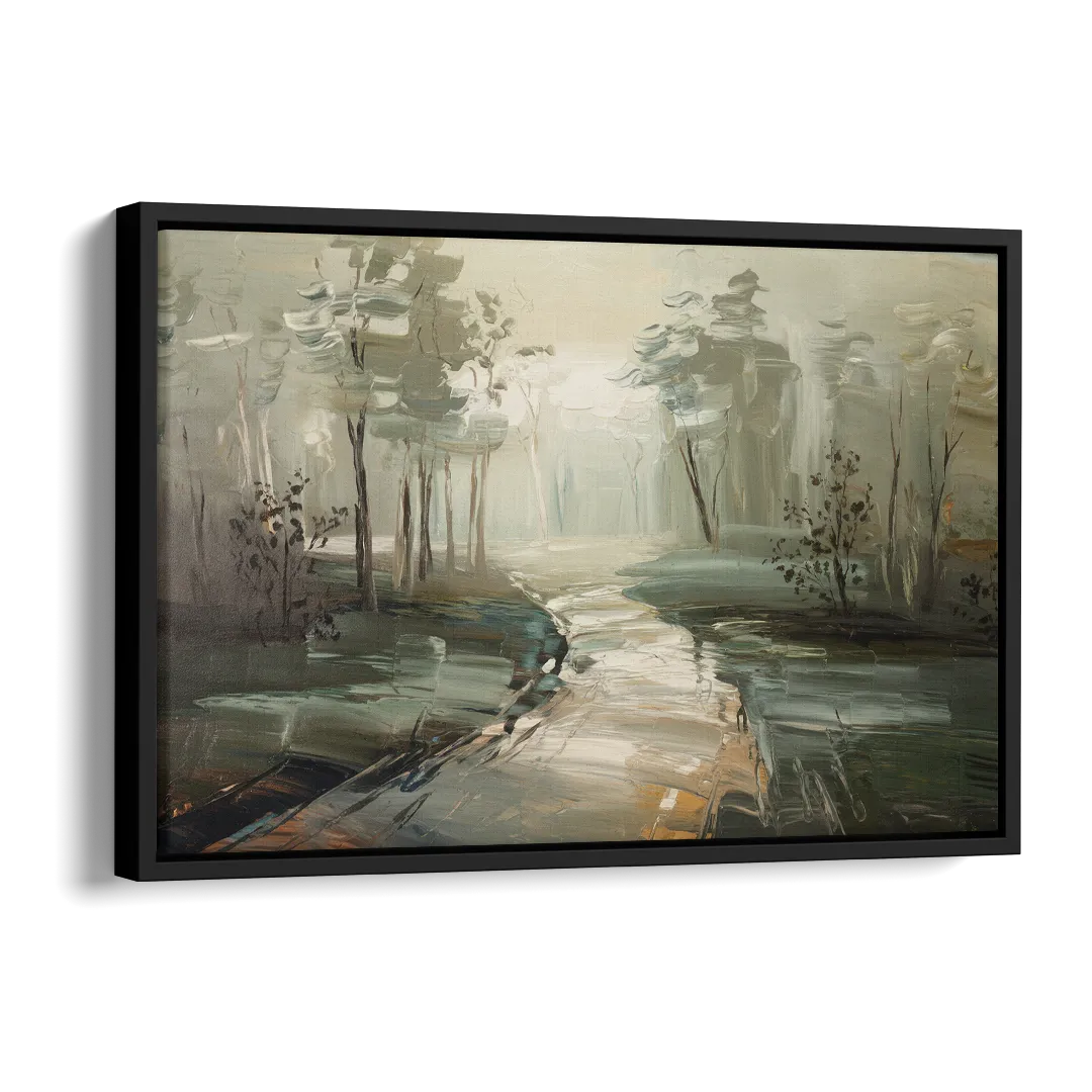 Salem Foggy Morning Side - Black Canvas Wall Art