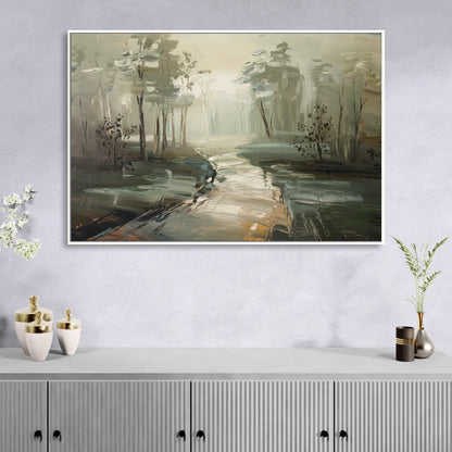 Salem Foggy Morning Sitting Room - White Canvas Wall Art