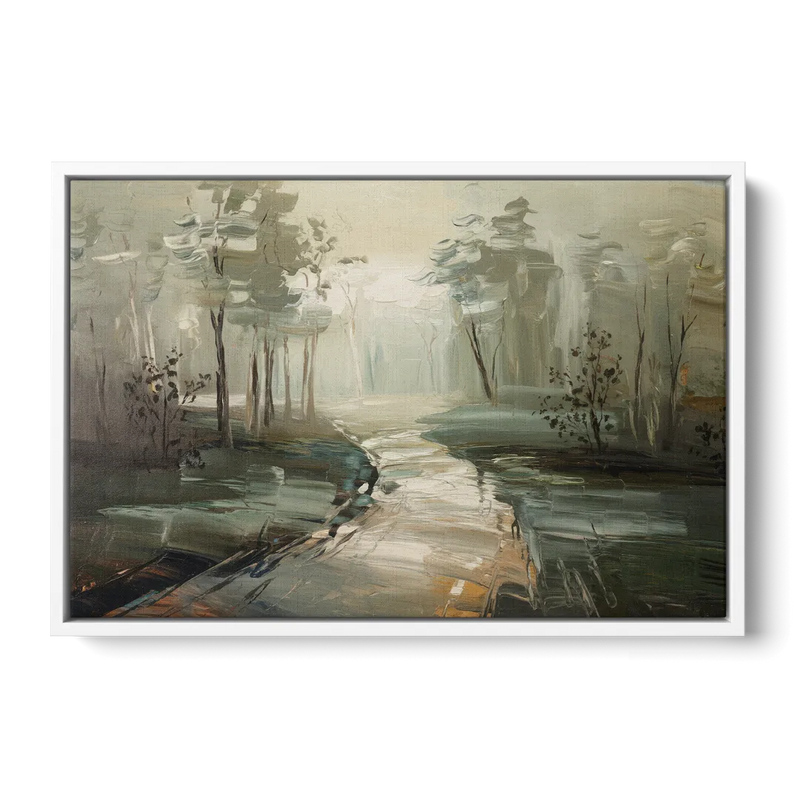 Salem Foggy Morning Front - White Canvas Wall Art