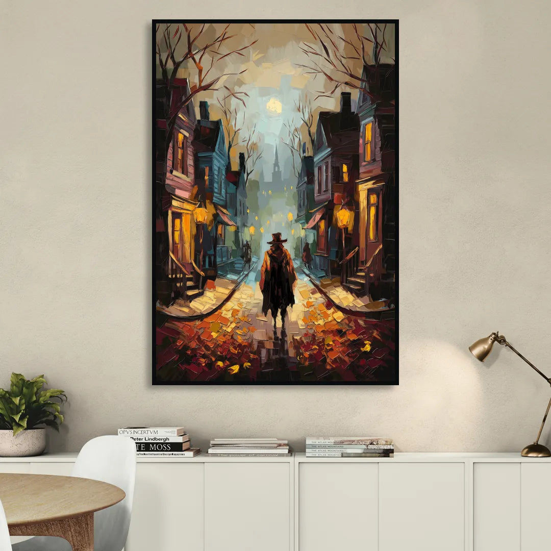Salem Historic Downtown Sitting Room - Black Canvas Wall Art