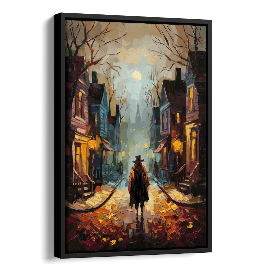 Salem Historic Downtown Side - Black Canvas Wall Art